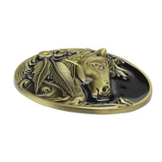 Horse Belt Buckle Head Golden Bronze Top