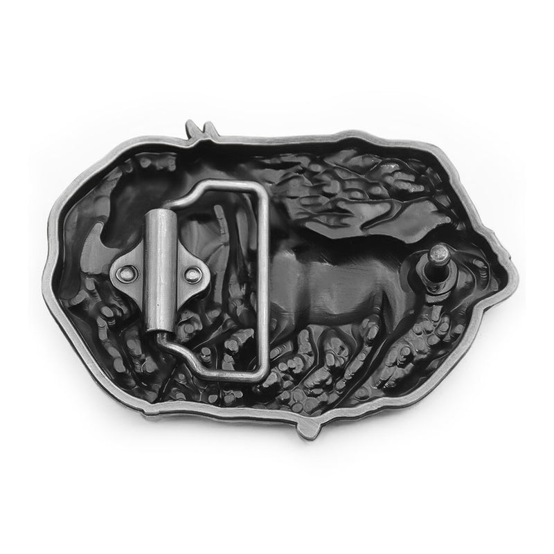 Belt Buckle - Animal Horses Running (Pewter Grey)