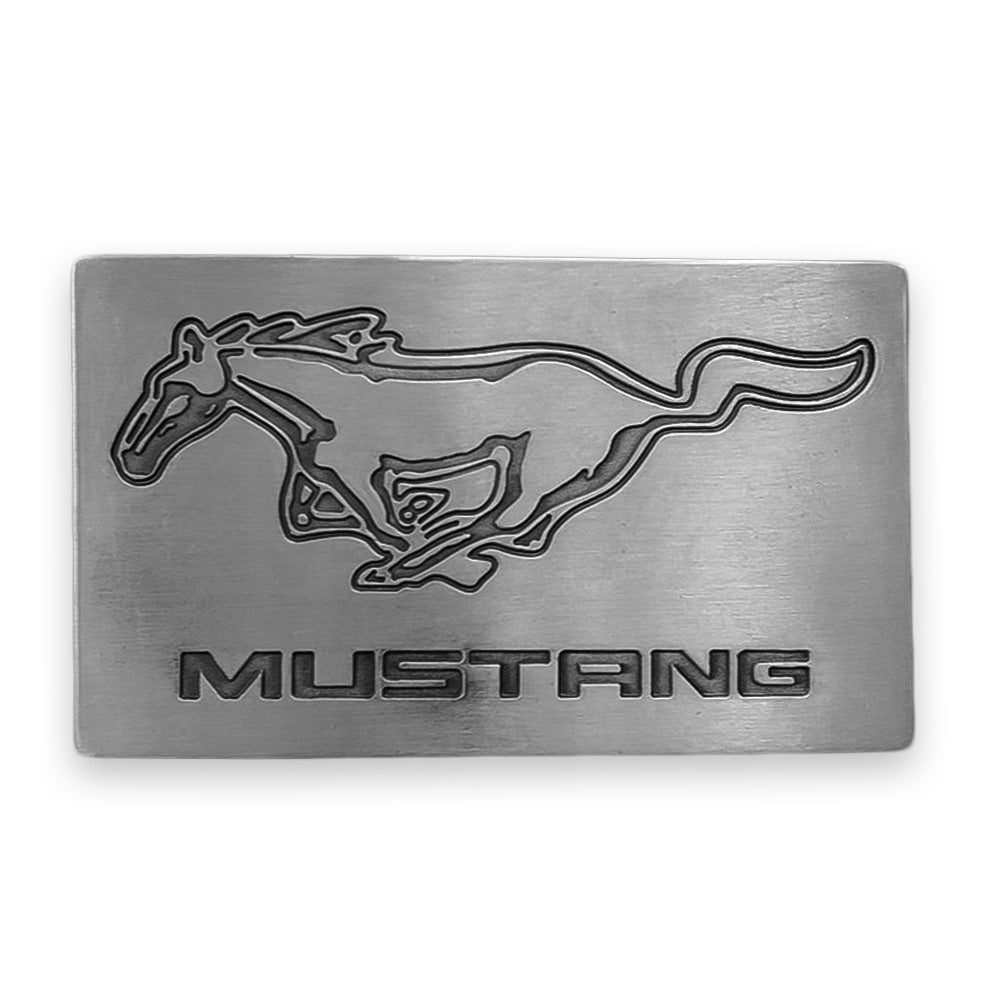 Ford Mustang Belt Buckle Pewter Grey Finish That Bloke