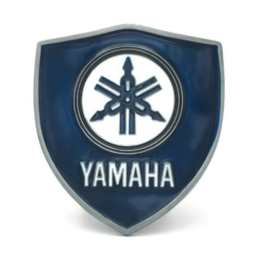 Yamaha Motorcycle Belt Buckle Pewter Grey and Dark Blue