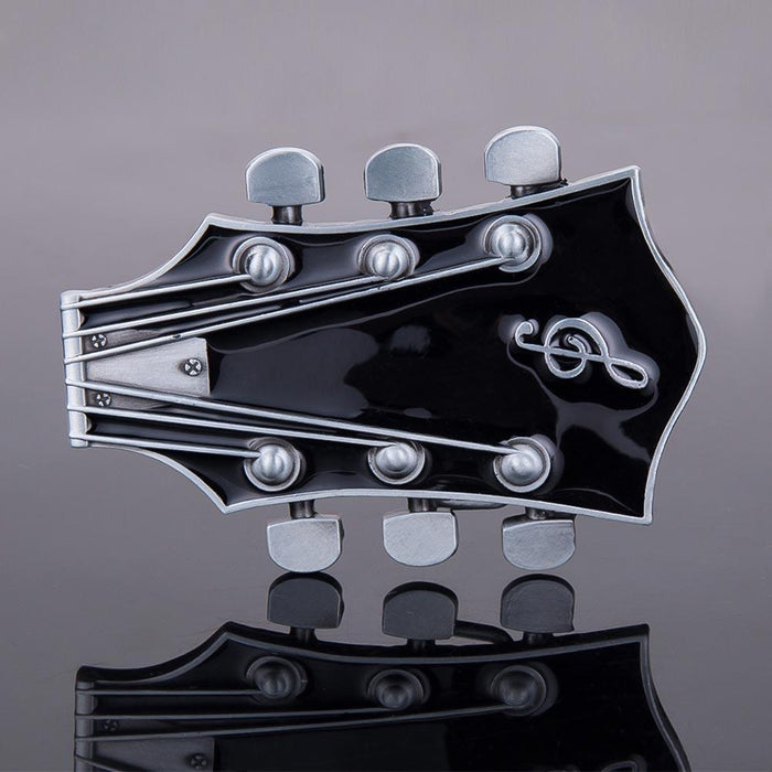 Electric Guitar Belt Buckle Headstock Piece Black Image Display