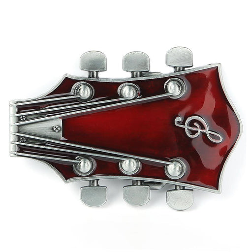 Electric Guitar Belt Buckle Headstock Piece Red Image Front