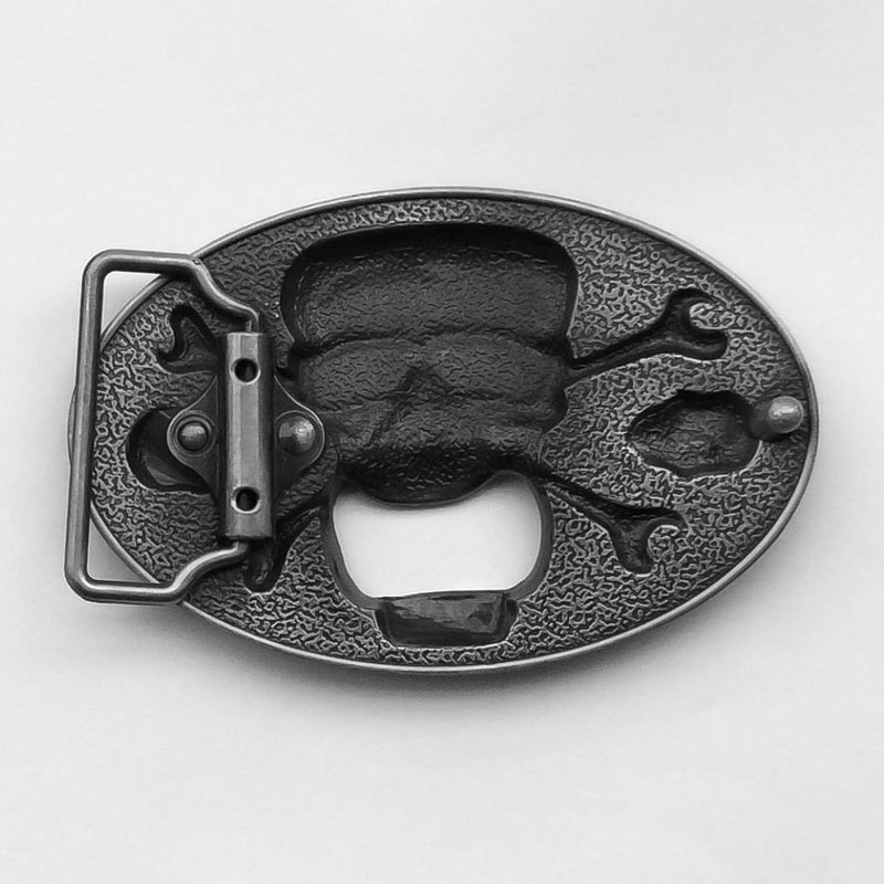 Belt Buckle - Skull Bottle Opener (Pewter Grey)