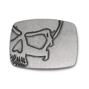 Embossed Half Skull Belt Buckle Vintage Silver