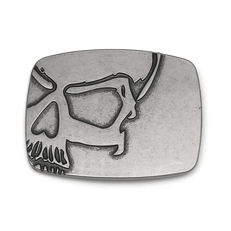 Embossed Half Skull Belt Buckle Vintage Silver