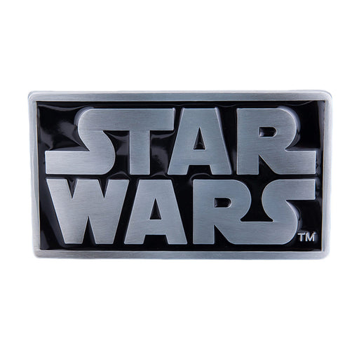 Star Wars Logo Belt Buckle Glossy Black Rectangle Image Front