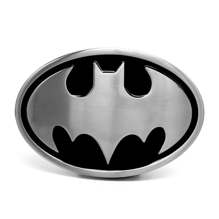 Superhero Batman Belt Buckle Curved Silver Black Zinc Alloy Oval Front