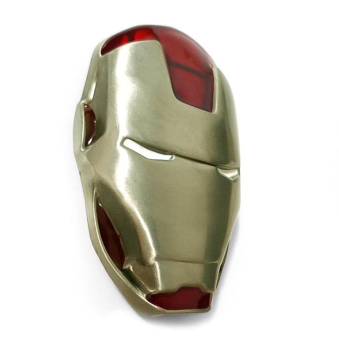 Iron Man Belt Buckle Green Gold Head Side Image