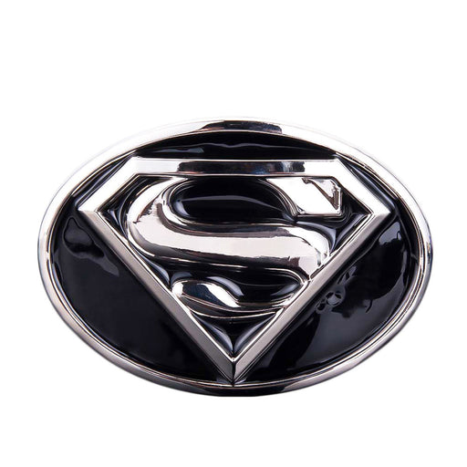 Superman Belt Buckle Silver Black Image Front