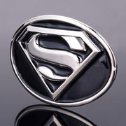 Superman Belt Buckle Silver Black Image Side View
