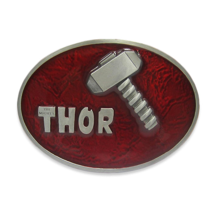 Thor Belt Buckle Dark Red Hammer Superhero Image Front