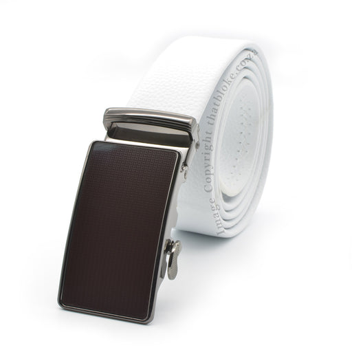 Formal White Belt With Carbon Effect Finished Buckle