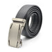 Men's Formal Belt Black with Brushed Silver Buckle Square Edged Side View