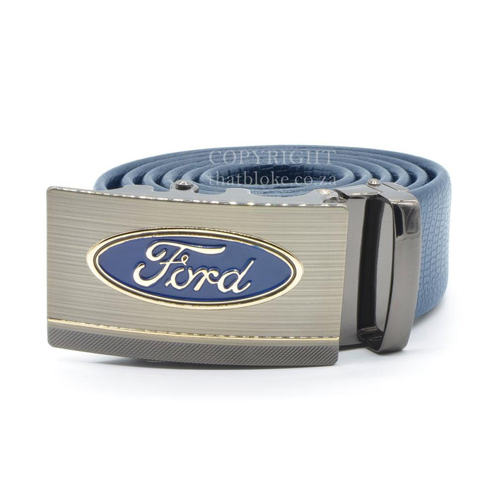 Ford Belt Logo Silver Image Front Blue