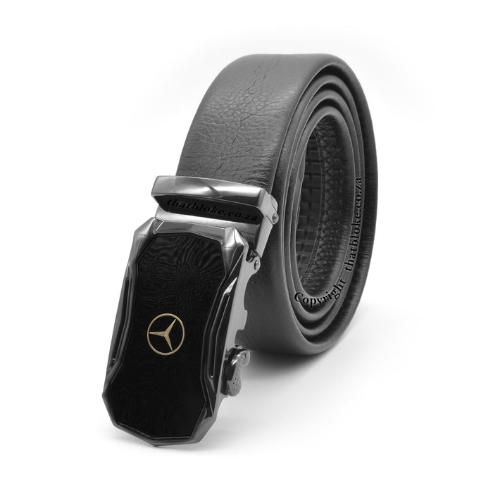Mercedes-Benz Belt and Buckle For Men Gunmetal Black Synthetic Leather