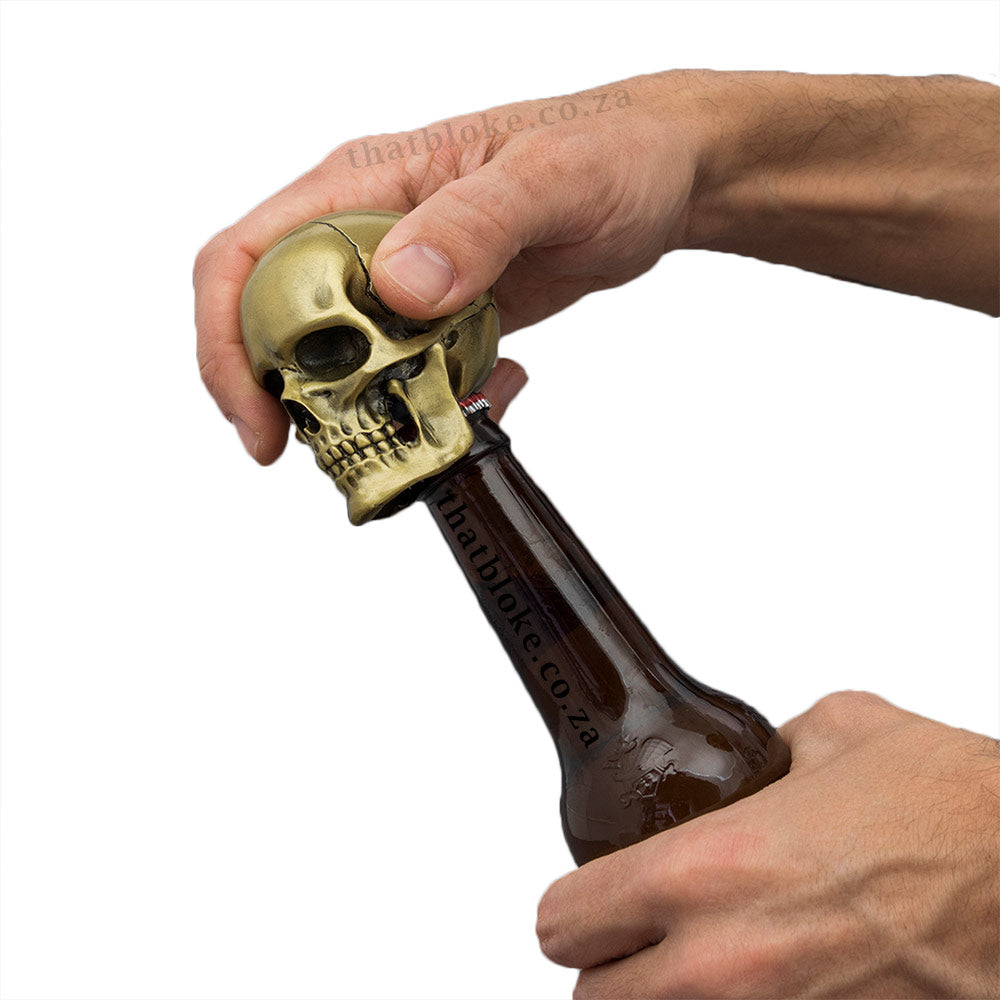 Skull Beer Bottle Opener Matte Gold