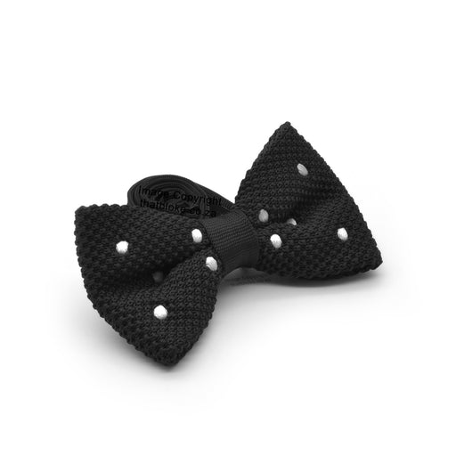 Black Bow Tie Knitted Polkadot Side View
