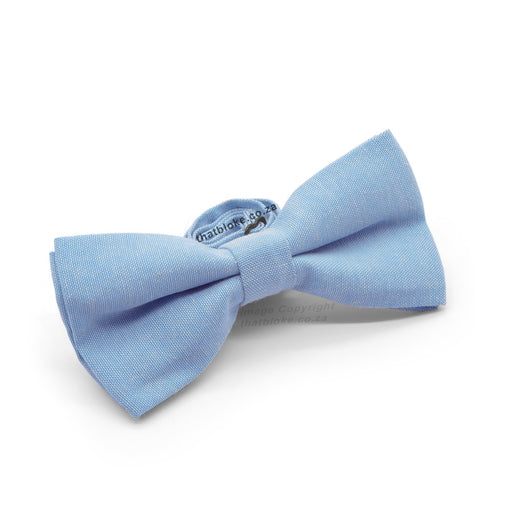 Light Blue Bow Tie For Men Matt Polyester Side View