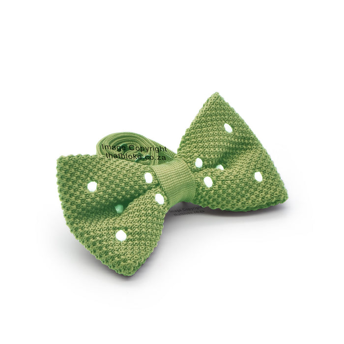 Bright Asparagus Green Bow Tie Knitted Polyester Side View