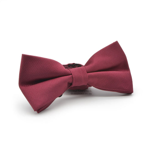 Light Maroon Bow Tie For Men Stripe Patterned Polyester Side View