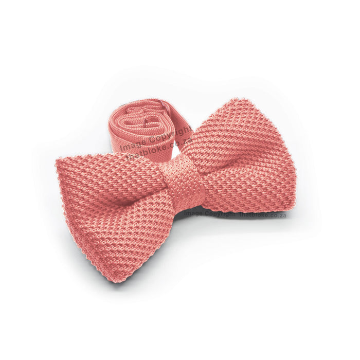 Knitted Peach Pink Bow Tie Polyester Side View