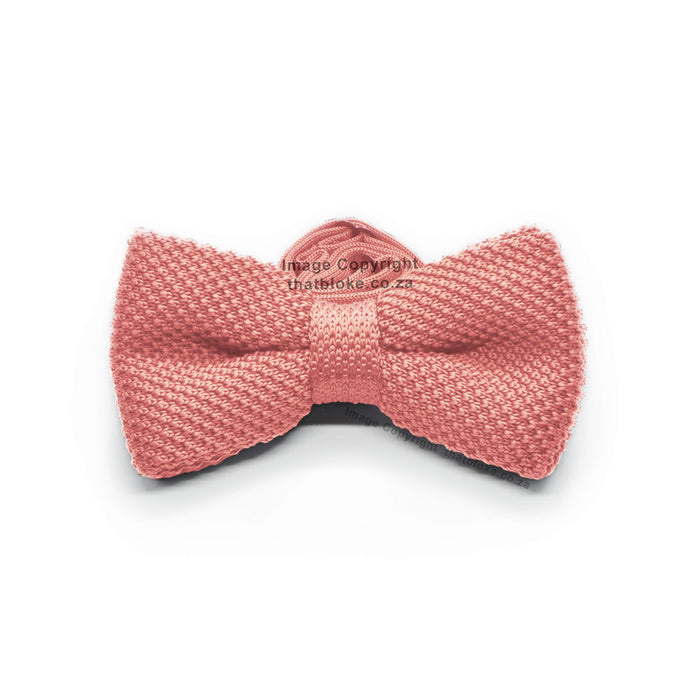 Knitted Peach Pink Bow Tie Polyester Front View