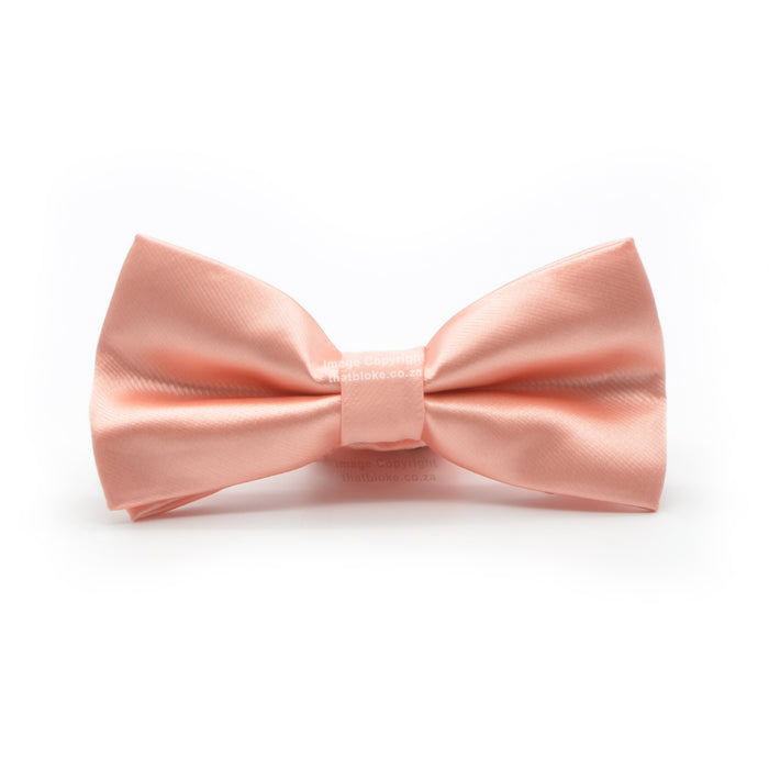 Pink Light Peach Bow Tie Silky Polyester Front View