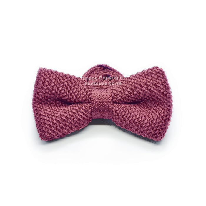 Knitted Rouge Pink Bow Tie Polyester Front View