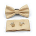 Light Stone Beige Bow Tie and Pocket Square Set For Men