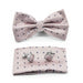 Ultra Light Cream Pink Bow Tie Pocket Square Cufflink Set Polyester