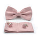 Dusty Pink Bow Tie Pocket Square Set For Men Silky Polyester