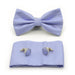 Periwinkle Blue Bow Tie and Pocket Square For Men Textured Polyester