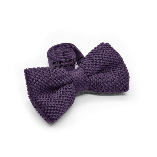 Knitted Dark Purple Bow Tie Polyester Side View
