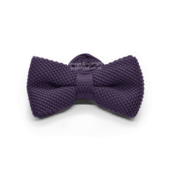 Knitted Dark Purple Bow Tie Polyester Front View