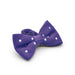 Knitted Royal Purple Bow Tie With White Polkadots Side View