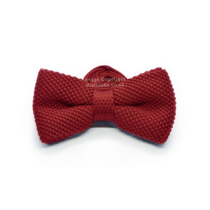 Knitted Ruby Red Bow Tie Polyester Front View
