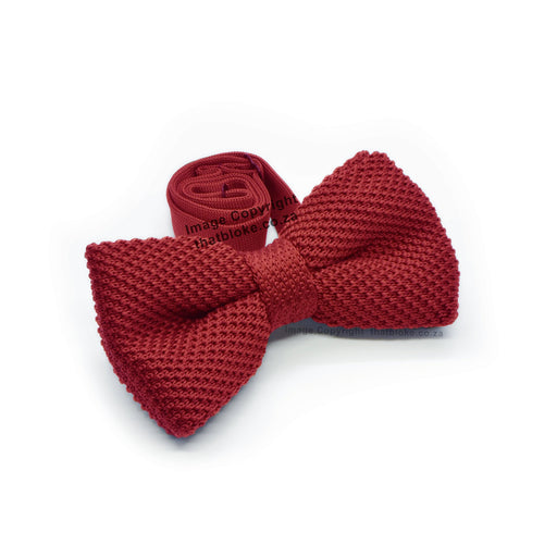 Knitted Ruby Red Bow Tie Polyester Side View