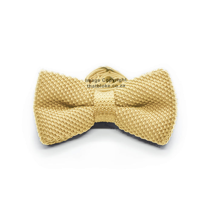 Knitted Light Yellow Bow Tie Polyester Front View