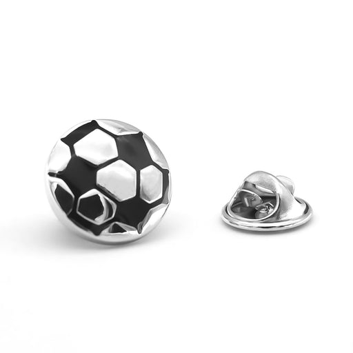 Football Soccer Ball Brooch For Men Silver and Black