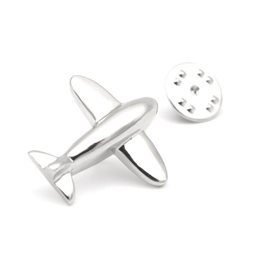 Airplane Brooch Pin Silver Side View