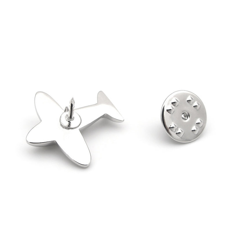 Airplane Brooch Pin Silver Bottom View