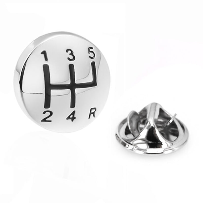 Car Gears Brooch Pin For Men Silver Front