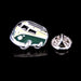 VW Kombi Brooch Pin For Men Silver And Dark Green Background