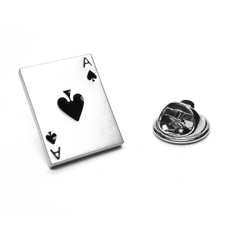 Men's Brooch - Casino Playing Cards Ace Of Spades (Silver)