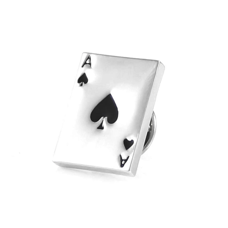 Men's Brooch - Casino Playing Cards Ace Of Spades (Silver)