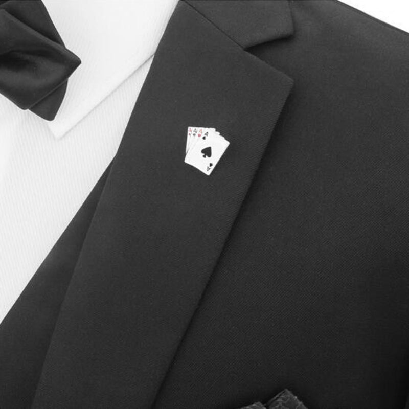 Men's Brooch - Casino Playing Cards Four Aces (Silver)