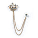 Gold Crown Brooch With Double Chain Front