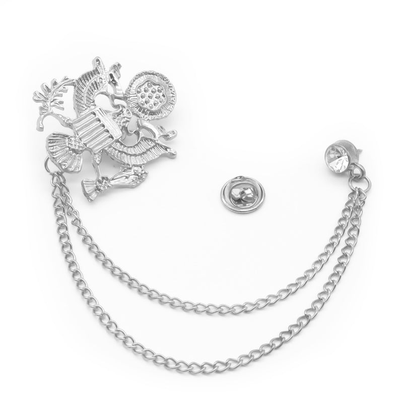 US Army Eagle Crest Brooch For Men Silver