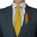 Yellow Men's Feather Brooch Orange Green Lapel Image Close Up