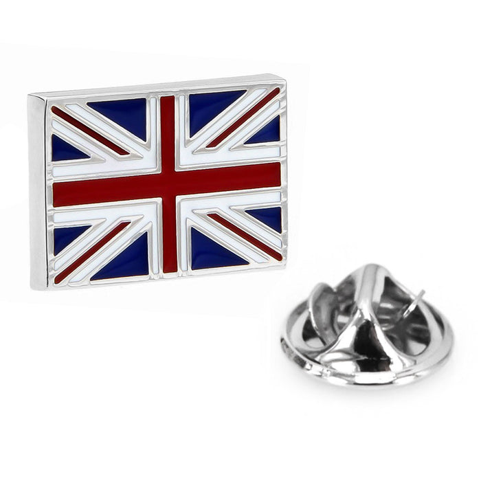 Union Jack Flag Brooch Pin Silver United Kingdom